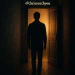 Personne devant une porte entrouverte baignée de lumière