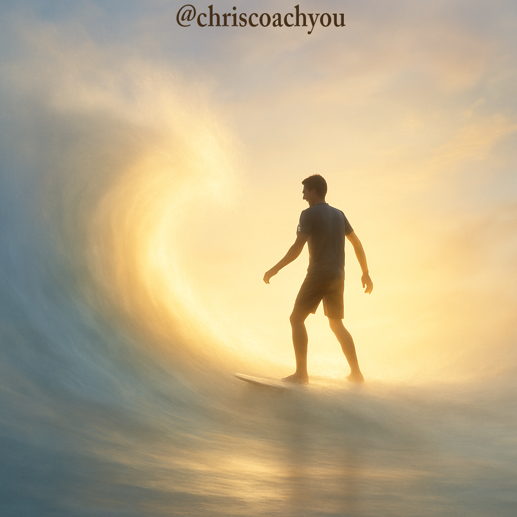 Silhouette d’un surfeur sur une vague lumineuse